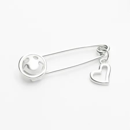 Брошка срібна серце покрита родієм