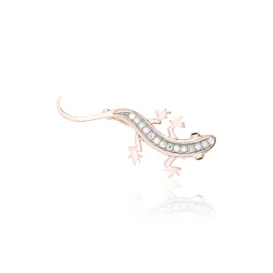 Срібна брошка в позолоті з фіанітами