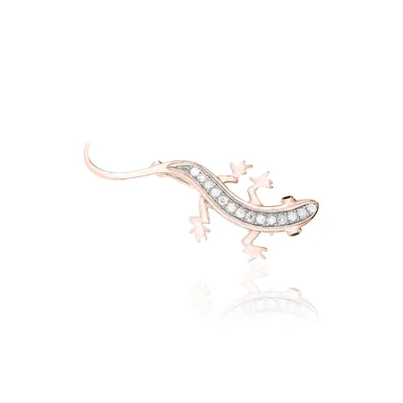 Срібна брошка в позолоті з фіанітами