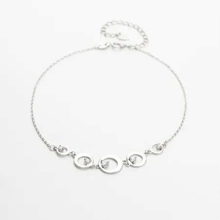 Срібний браслет зі вставкою кільця та фіанітами