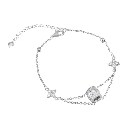 Срібний браслет з фіанітами декоративний