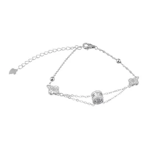 Срібний браслет декоративний на руку Квітки