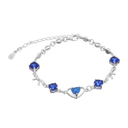Срібний браслет з блакитними фіанітами