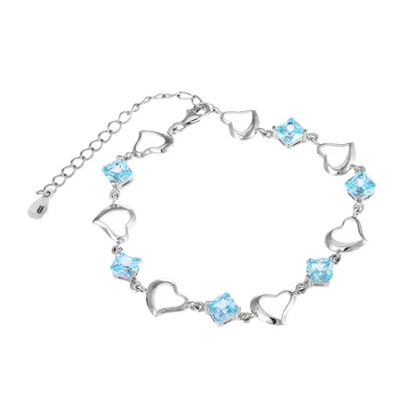 Серебряный браслет с голубыми фианитами