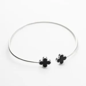 Срібний браслет жорсткий з оніксом