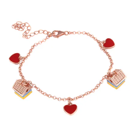 Патріотичний браслет у позолоті з серцями