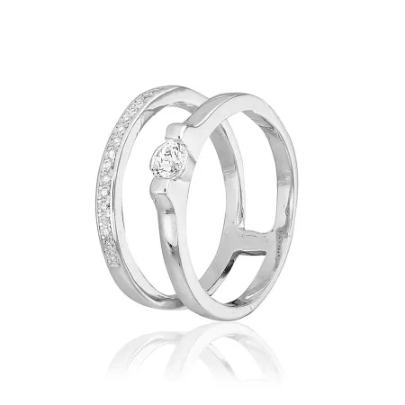 Срібна каблучка подвійна з фіанітами