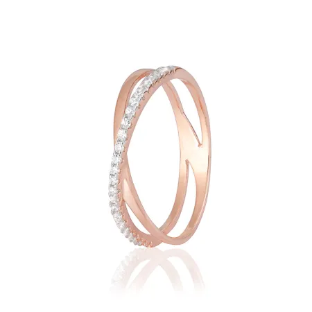 Срібна каблучка з позолотою і білими фіанітами