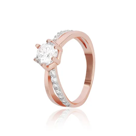 Позолочена срібна каблучка з фіанітом