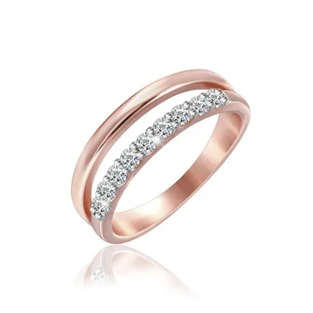 Срібна каблучка позолочена ярусна з фіанітом