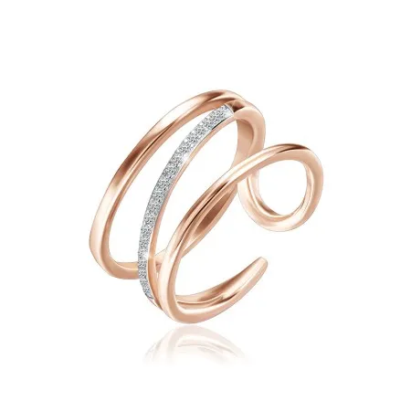 Срібна каблучка позолочена 585 ярусна з фіанітом