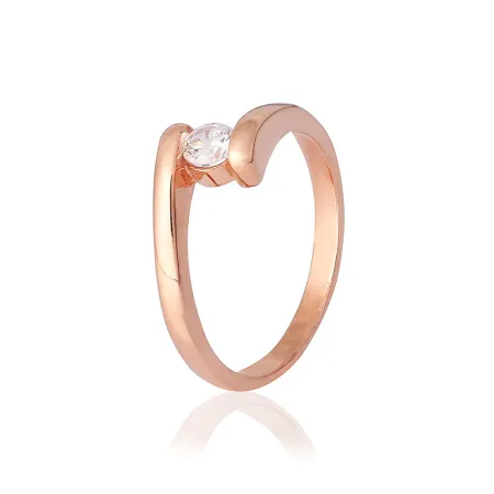 Каблучка зі срібла з позолотою і білим фіанітом