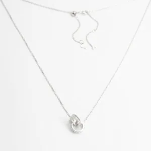 Срібне кольє геометрія з білими фіанітами