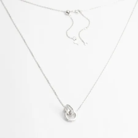 Серебряное колье геометрия белыми с фианитами