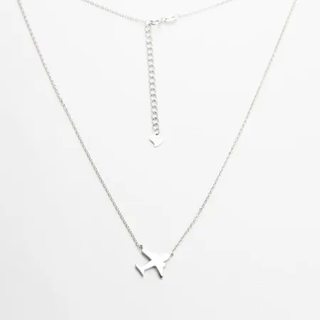 Срібне кольє родоване без каміння Літачок без каміння