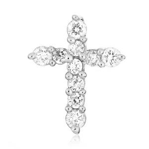 Срібний підвіс хрестик з фіанітами