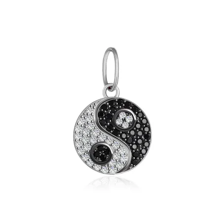 Срібна підвіска інь янь з фіанітами