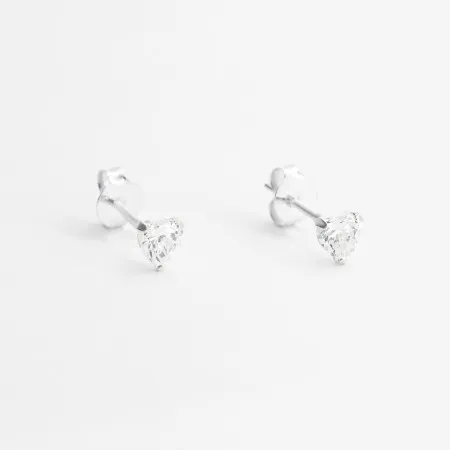 Срібні сережки з серденьками з фіанітів