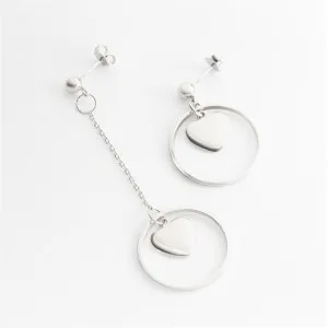 Срібні сережки серця в кільцях