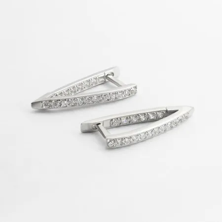 Срібні сережки з англійською застібкою з білими фіанітами