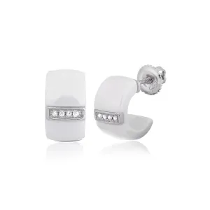 Серебряные серьги со вставкой фианит/керамика