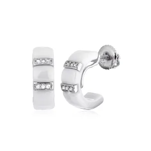 Серебряные серьги со вставкой фианит/керамика