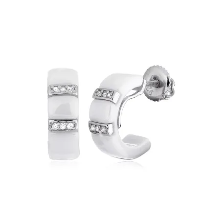 Серебряные серьги со вставкой фианит/керамика