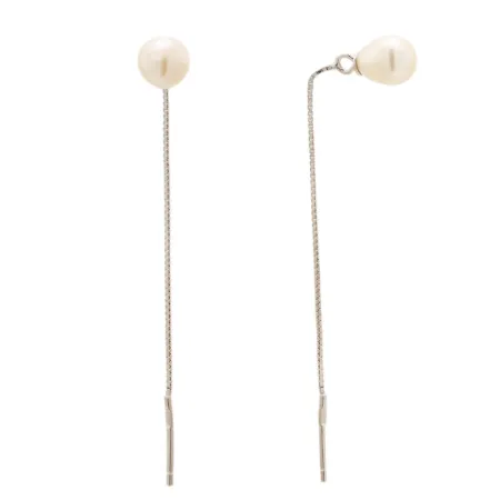 Серебряные серьги протяжки с жемчугом