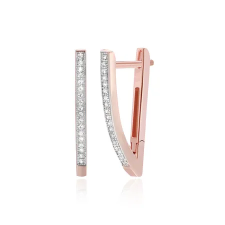 Срібні сережки з англійським замком в позолоті з фіанітами