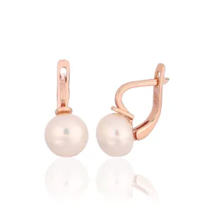 Серебряные серьги в позолоте с жемчугами