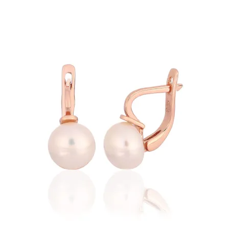 Серебряные серьги в позолоте с жемчугами