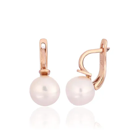 Серебряные серьги в позолоте с жемчугом