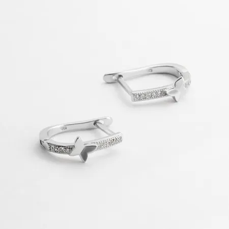Серьги серебряные с английской застежкой с фианитами