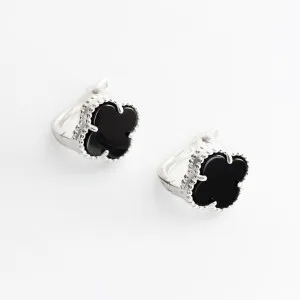 Сережки у стилі 'Van Cleef & Arpels' з оніксом