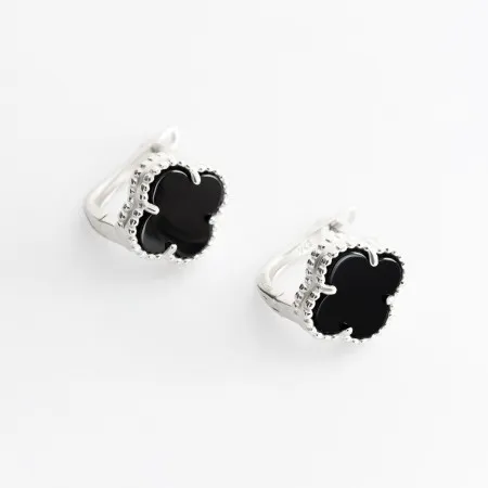 Сережки у стилі 'Van Cleef & Arpels' з оніксом