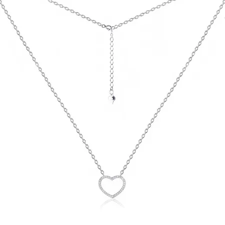Срібне кольє родоване з сердцем