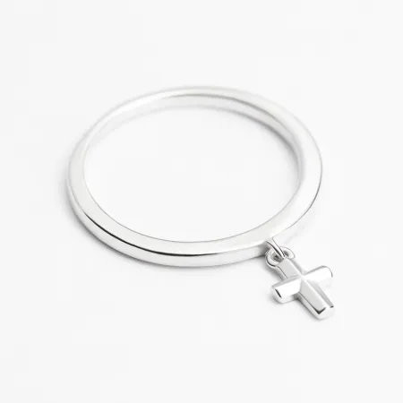 Срібна каблучка з підвіскою хрестиком