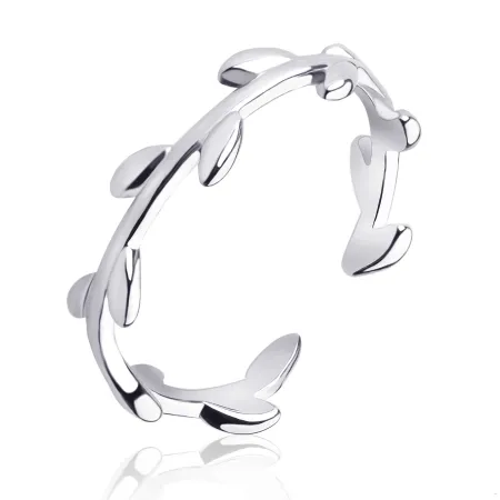 Срібна каблучка на фалангу з листочками