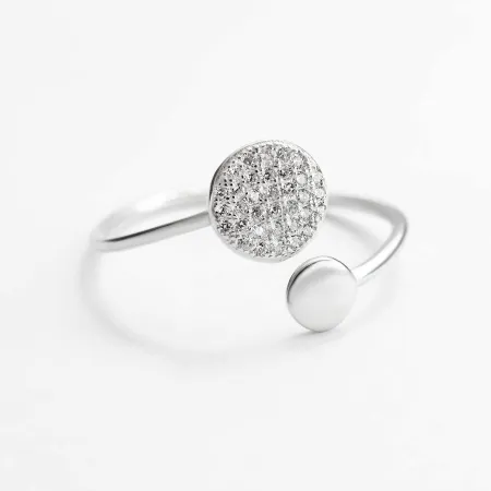 Серебряное кольцо с фианитами открытое Геометрия