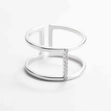 Срібна каблучка ярусна Геометрія доріжки