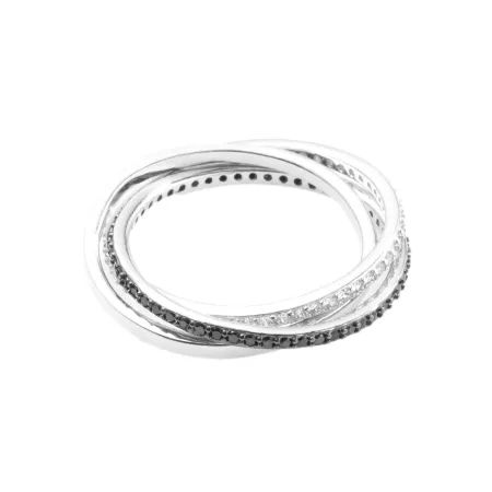 Серебряное кольцо тройное с фианитами