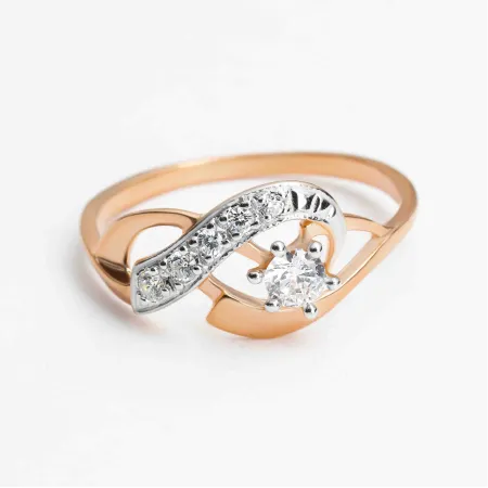 Срібна каблучка позолочена з білими фіанітами