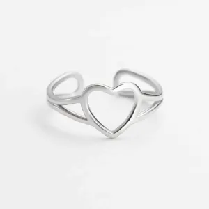 Срібна каблучка родована мінімалістична Сердце