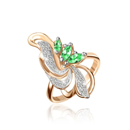 Срібна каблучка з зеленими фіанітами