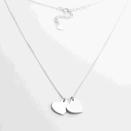 Срібне кольє з двома підвісками Серця