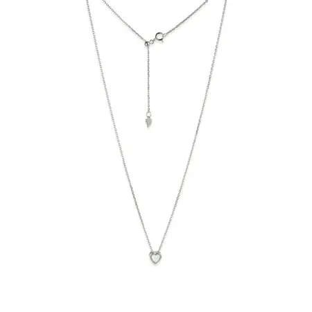 Срібне кольє з білим сердечком з опалу
