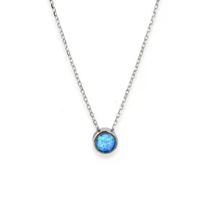 Срібне кольє з блакитним опалом