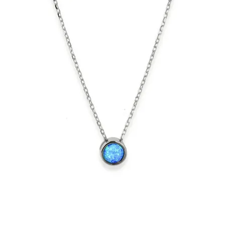Срібне кольє з блакитним опалом