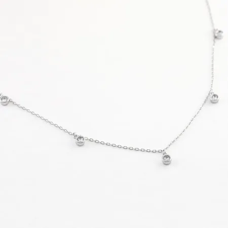 Срібне кольє родоване з фіанітами