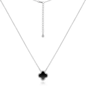 Серебряное колье клевер с ониксом